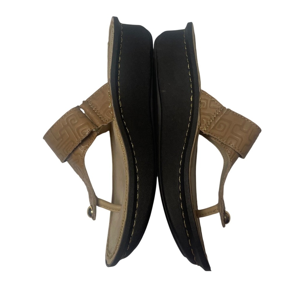 Alegria Carina Tan Leather Wedge Thong Sandals Women's - Picture 7 of 13